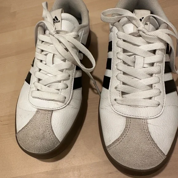 Adidas Womens VL court 3.0, White and Black Sneakers - Picture 1 of 12